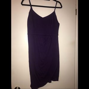 Asymmetrical V-Neck Body Con Dress PURPLE